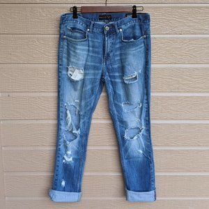 Bullhead Medium Wash Ripped Stacked Skinny/Boyfriend Jeans Sz 30x30
